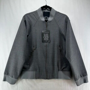 Epoque Jacket Womens Size M Wool Blend Bomber Boxy Full Zip Long Sleeve Gray
